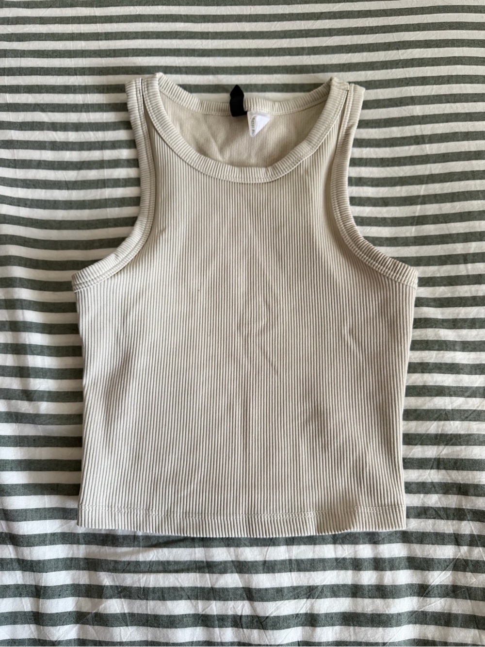 H&M Cream Ribbed Tank Crop Top